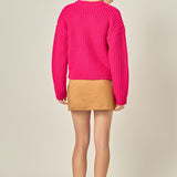 Heart Embroidery Knit Top