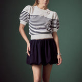 Bow Detailed Stripe Knit