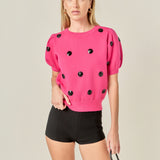 Sequin Dot Black Sweater