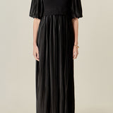 Pleated Mix Media Maxi Dress