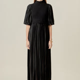 Pleated Mix Media Maxi Dress