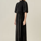 Pleated Mix Media Maxi Dress