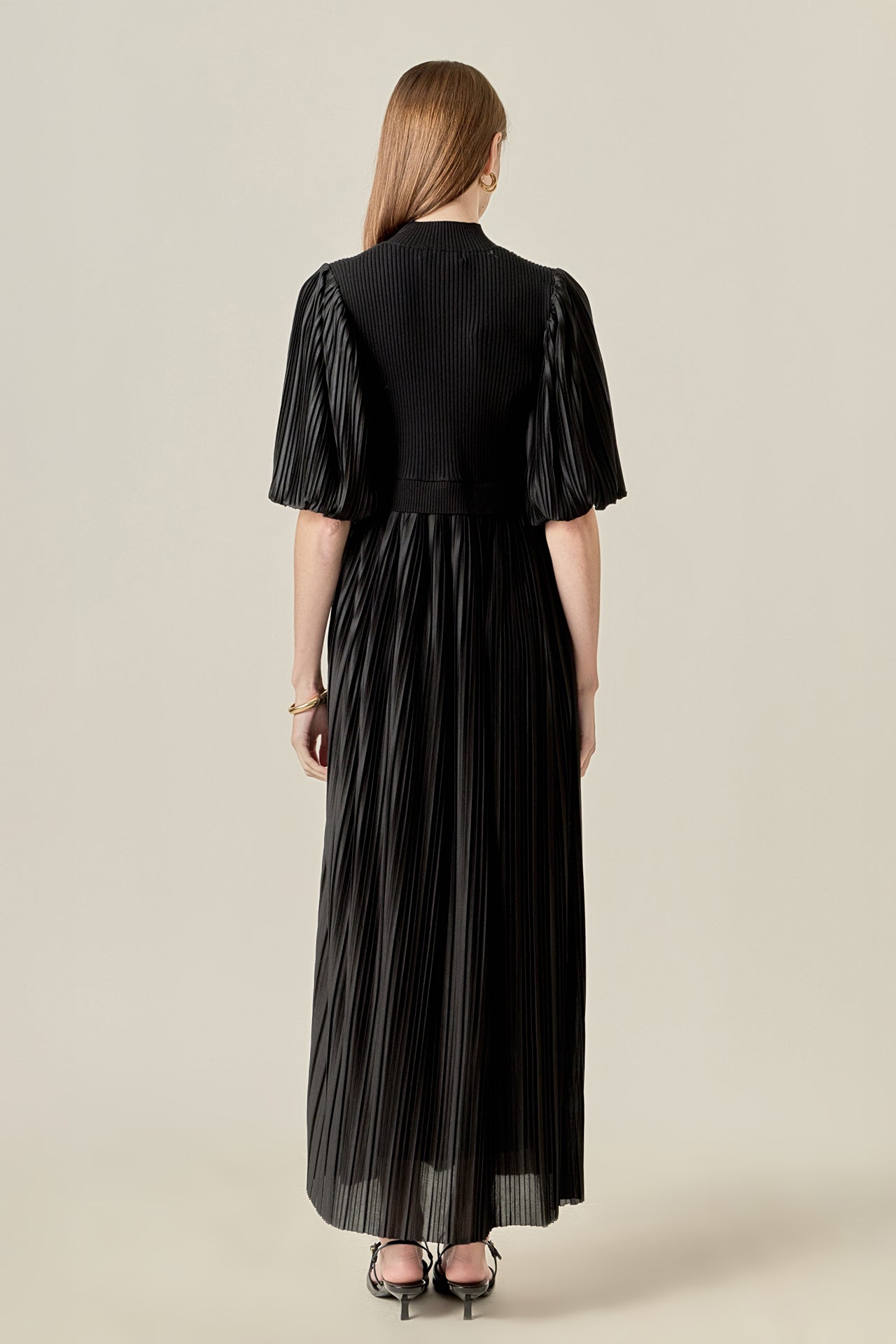 English Factory - Pleated Mix Media Maxi Dress BRICK / XS English Factory - Pleated Mix Media Maxi Dress BRICK / XS