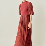 Pleated Mix Media Maxi Dress
