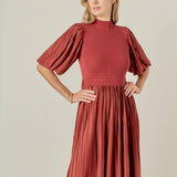Pleated Mix Media Maxi Dress