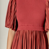 Pleated Mix Media Maxi Dress