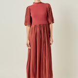 Pleated Mix Media Maxi Dress