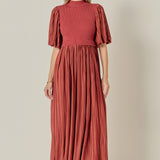 Pleated Mix Media Maxi Dress