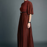 Pleated Mix Media Maxi Dress