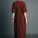 Pleated Mix Media Maxi Dress