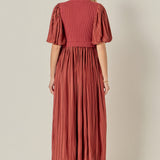 Pleated Mix Media Maxi Dress