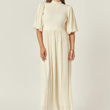 Pleated Mix Media Maxi Dress