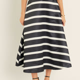 Stripe Full Midi Skirt