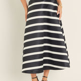 Stripe Full Midi Skirt