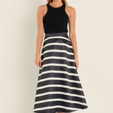 Stripe Full Midi Skirt