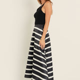 Stripe Full Midi Skirt