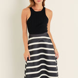 Stripe Full Midi Skirt