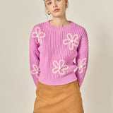 Flower Embroidery Knit Top