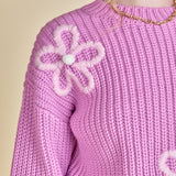 Flower Embroidery Knit Top