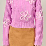 Flower Embroidery Knit Top