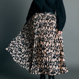 Pleated Print Midi Skirt