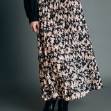 Pleated Print Midi Skirt