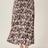 Pleated Print Midi Skirt