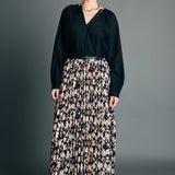 Pleated Print Midi Skirt