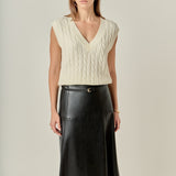PU High Waisted Midi Skirt