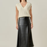 PU High Waisted Midi Skirt