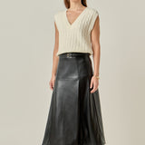 PU High Waisted Midi Skirt