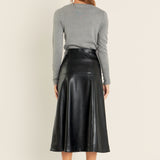 PU High Waisted Midi Skirt