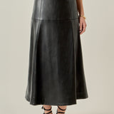 PU High Waisted Midi Skirt