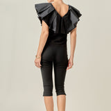 Mix Media Ruffled Sleeveless Top