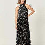 Zoe Polka Dot Pleated Midi Dress