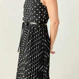 Zoe Polka Dot Pleated Midi Dress