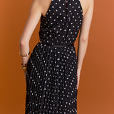 Zoe Polka Dot Pleated Midi Dress