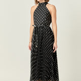 Zoe Polka Dot Pleated Midi Dress