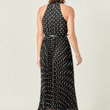 Zoe Polka Dot Pleated Midi Dress