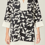 White and Black Printed Tunic Dress