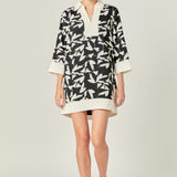 White and Black Printed Tunic Dress