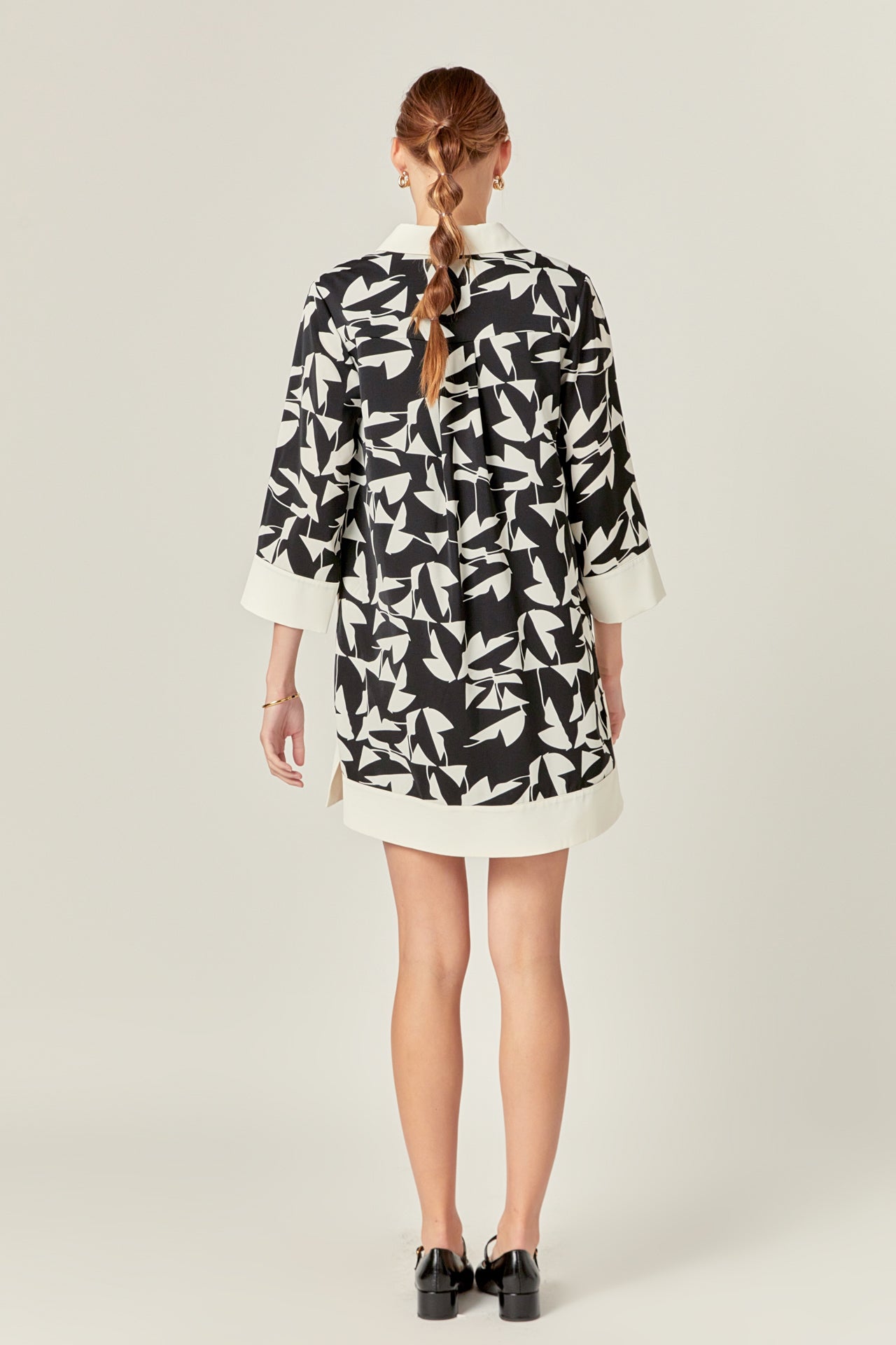 White and Black Printed Tunic Dress