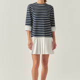 Mix Media Stripe Pleated Mini Dress