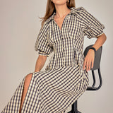 Gingham Check Midi Dress