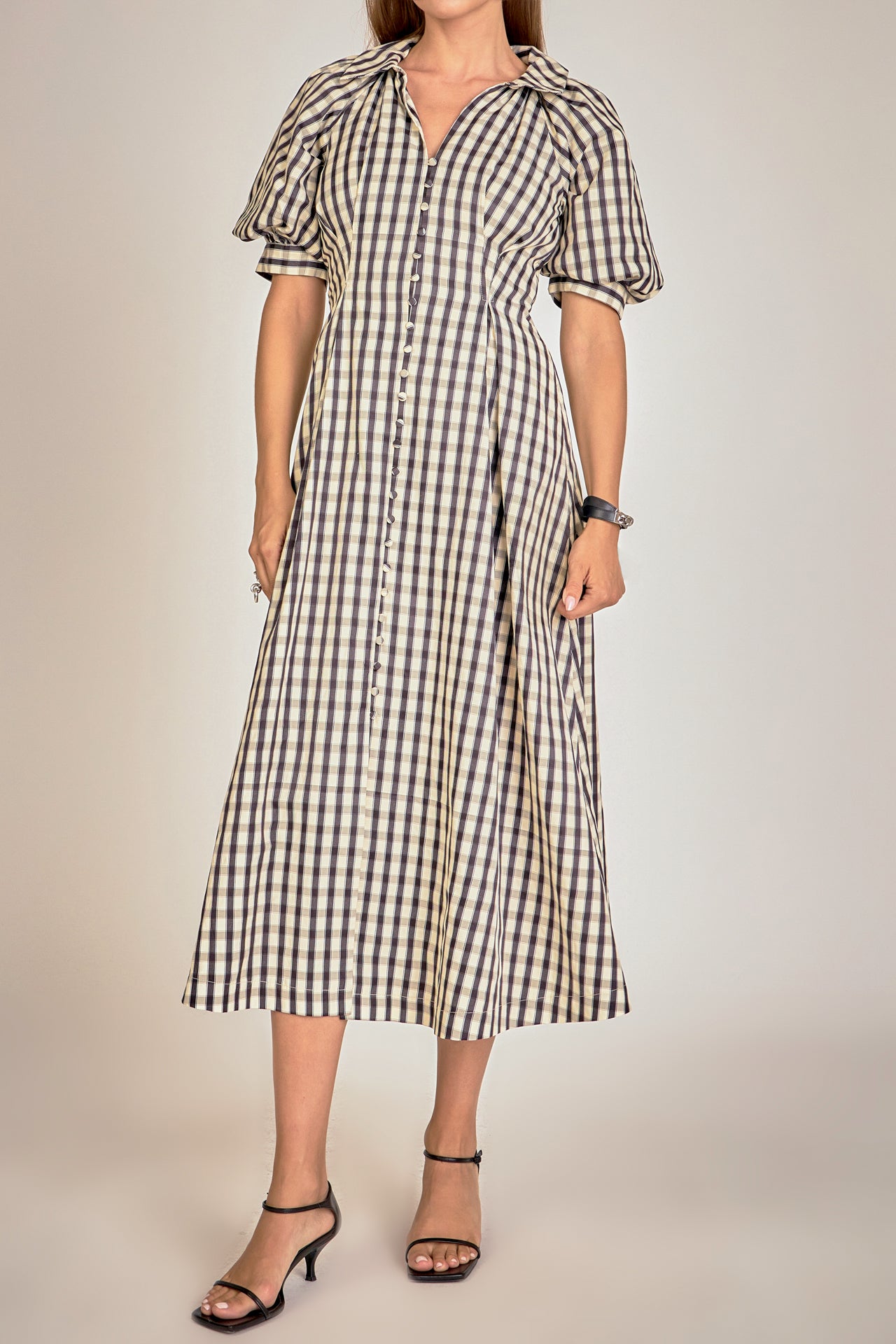 Gingham Check Midi Dress – English Factory