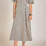 Gingham Check Midi Dress