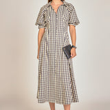 Gingham Check Midi Dress