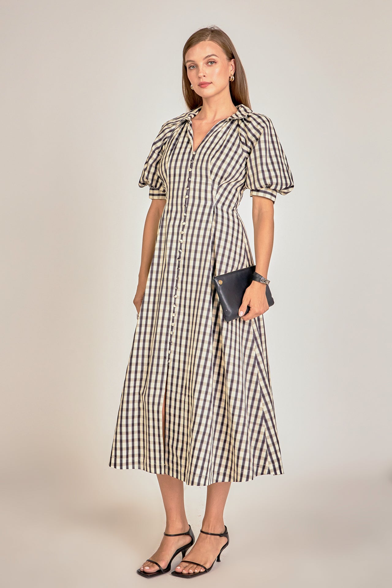 Gingham Check Midi Dress – English Factory