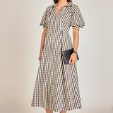 Gingham Check Midi Dress