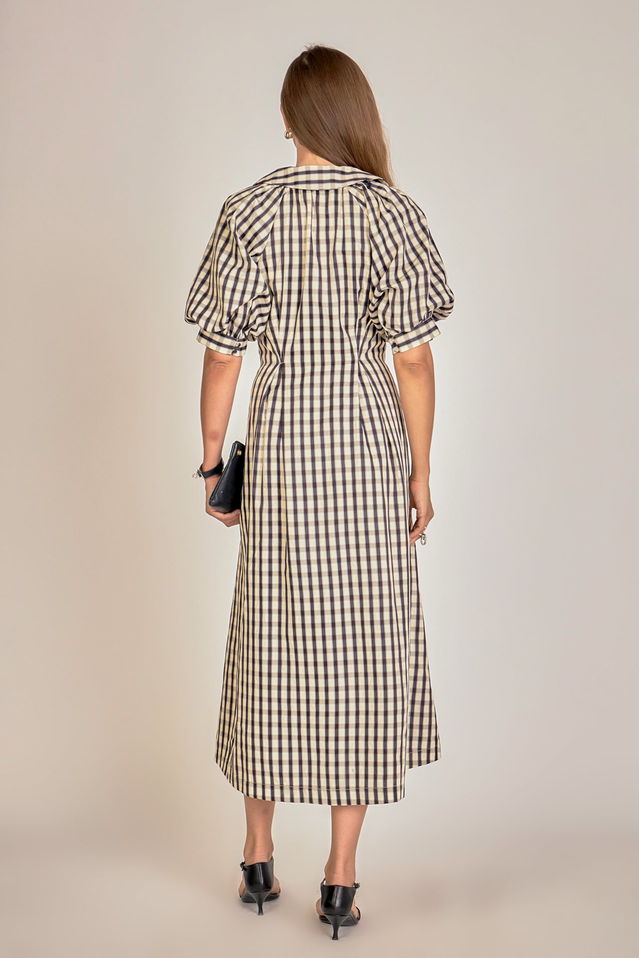 Gingham Check Midi Dress – English Factory